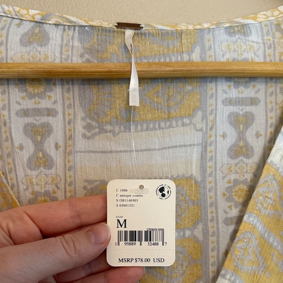 Free People Gold and Cream Blouse - Picture 3 of 5